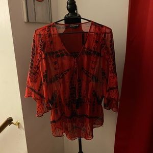 Rampage red shear boho shirt